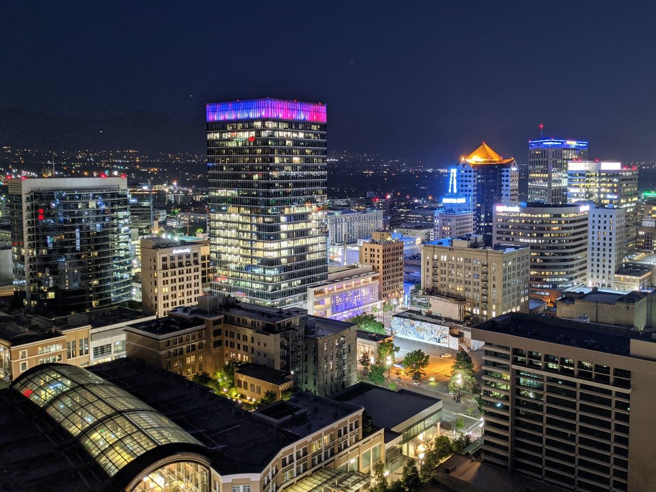 Salt Lake City evening skyline.