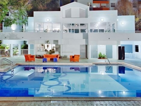 Student housing with a pool.
